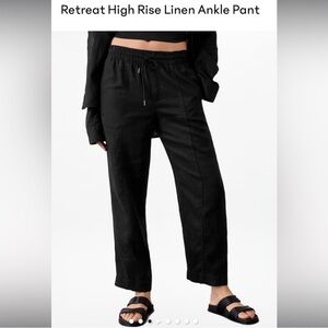 Retreat High Rise Linen Ankle Pant - Black NWT Size Large